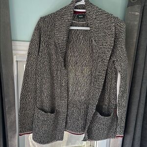 Roots Black and White Cardigan Sweater with Shawl Collar